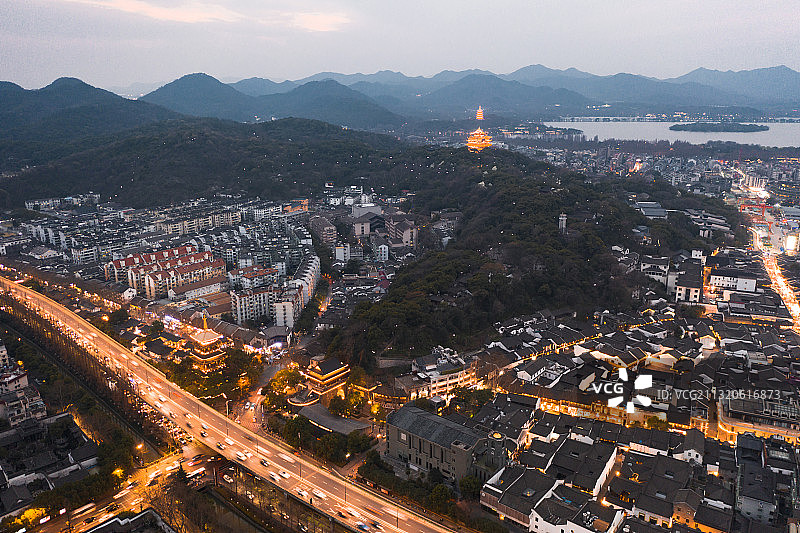 杭州城区航拍图片素材