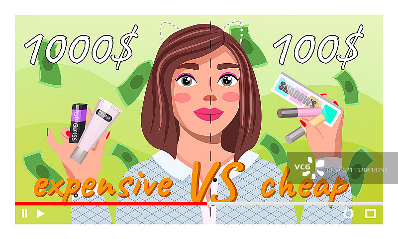 年轻女孩美妆博主形象展示图片素材