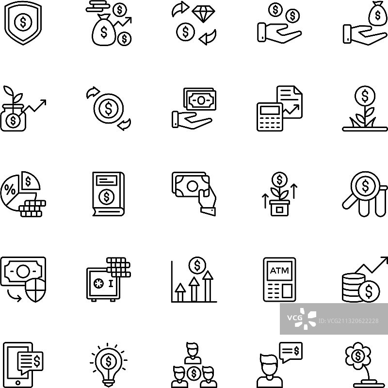 投资线性图标图片素材