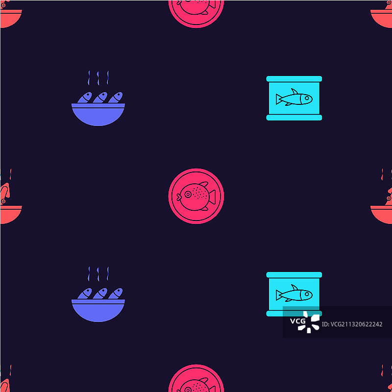 罐头鱼、鱼汤和河豚拼盘图片素材