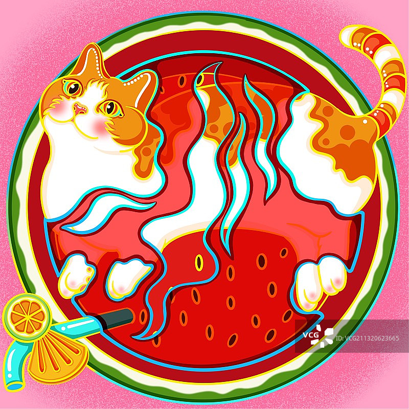西瓜猫图片素材