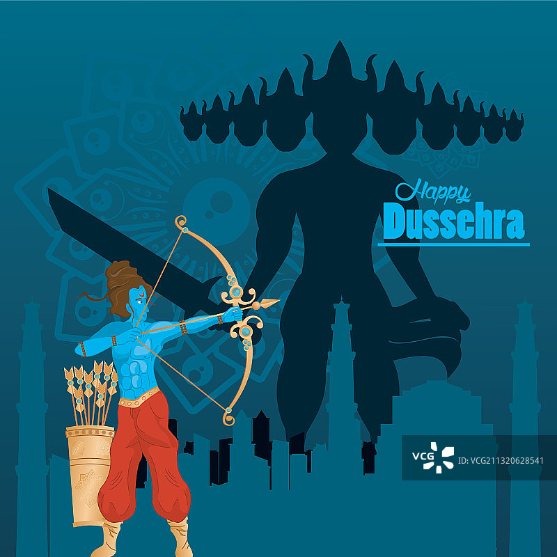 快乐的十胜节庆祝卡片与蓝色罗摩图片素材