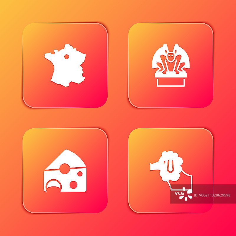 法国地图滴水嘴兽奶酪套装图片素材