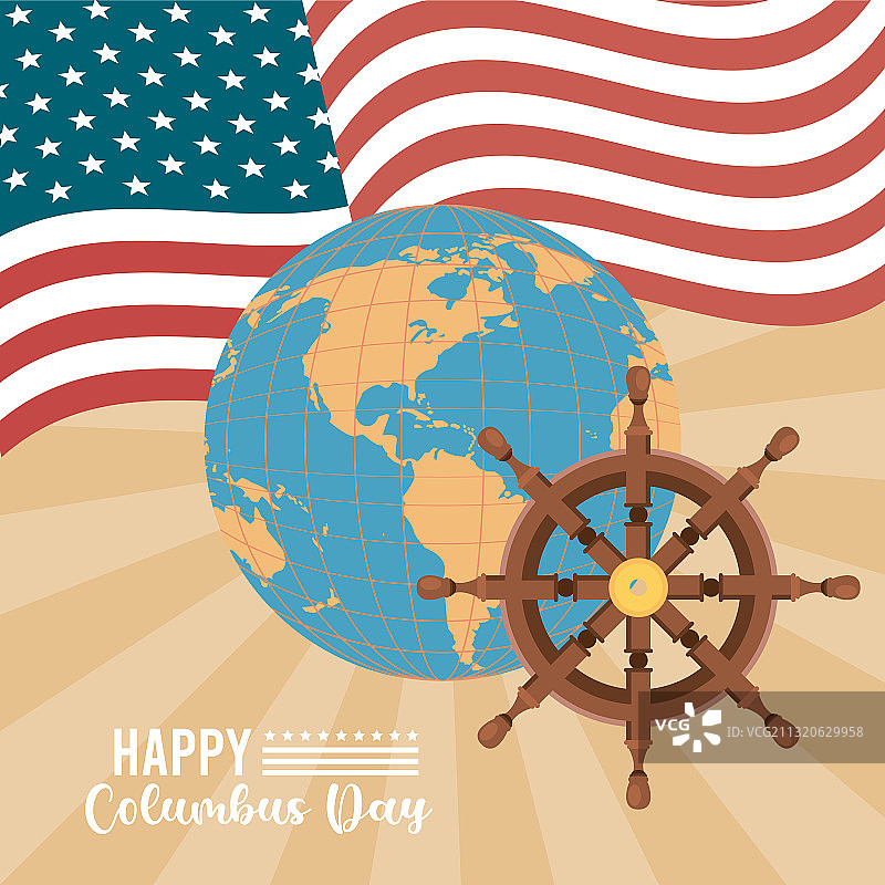 哥伦布日快乐，船舵庆祝图片素材