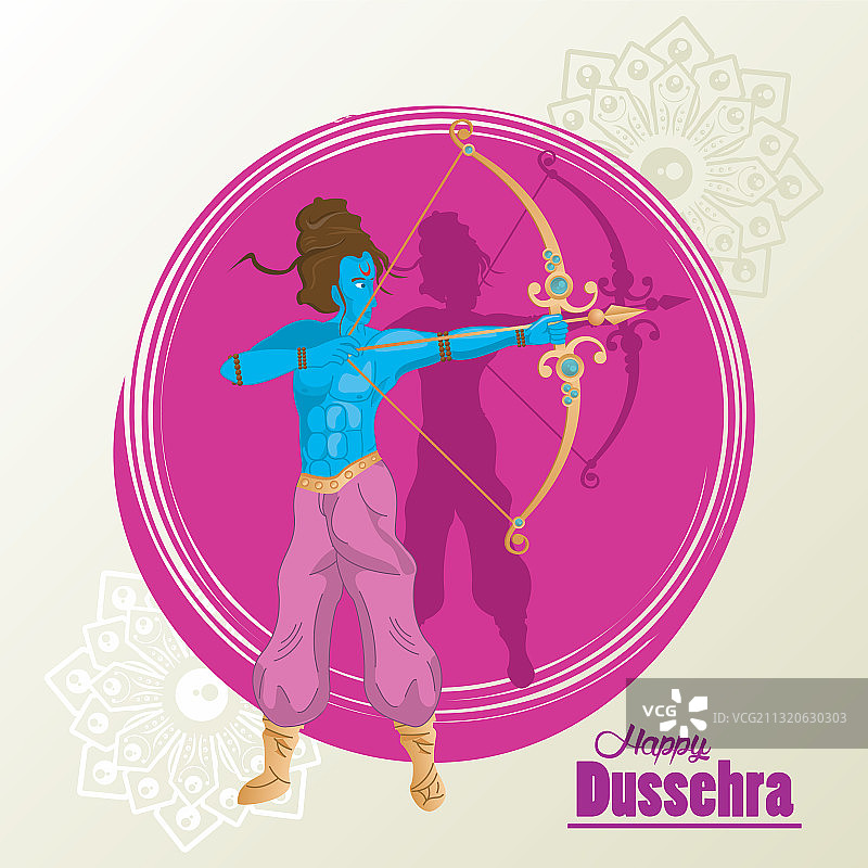 快乐的十胜节庆祝卡片与蓝色罗摩图片素材