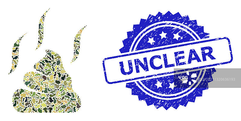 做旧模糊印章及军用迷彩图片素材