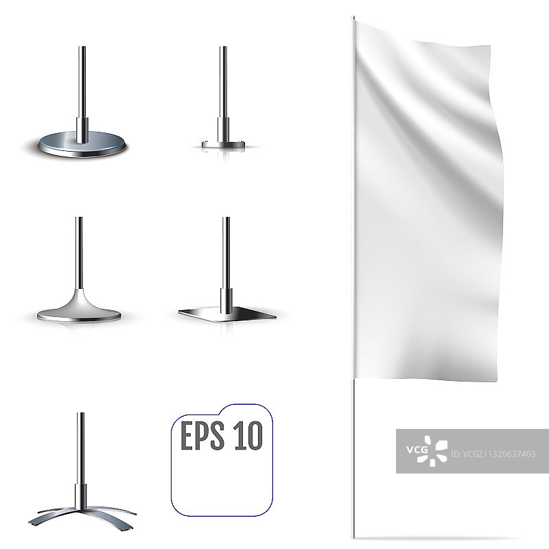 逼真的白色banner旗帜模型图片素材