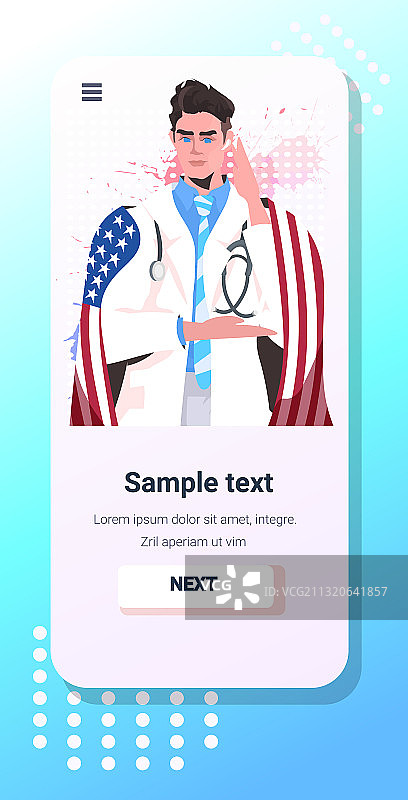 拿着美国国旗庆祝劳动节的男医生图片素材