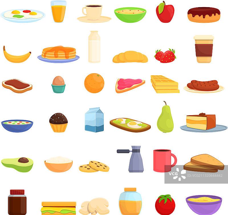 健康早餐图标卡通风格图片素材