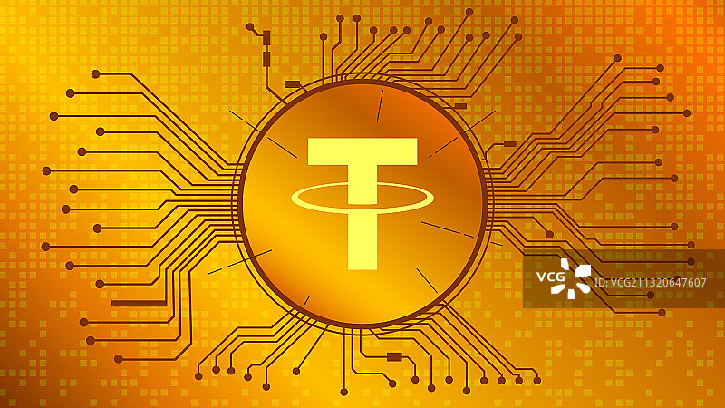 泰达币加密货币代币符号USDT图标图片素材