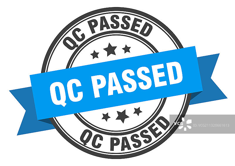 QC通过标签圆形印章带丝带图片素材
