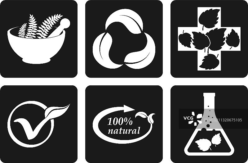 草药组合图标（白色背景）图片素材