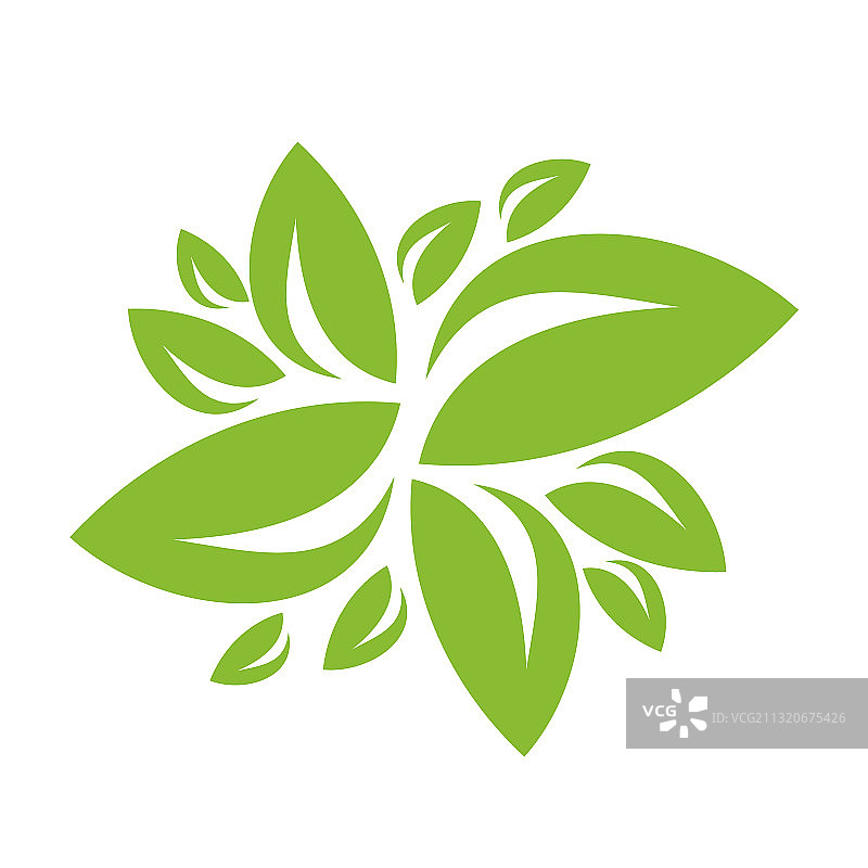 简约现代的绿色叶子Logo图片素材