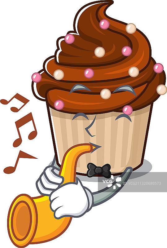 巧克力纸杯蛋糕吉祥物设计概念图片素材