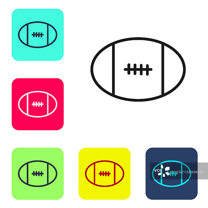 黑色线条橄榄球图标，白色背景图片素材