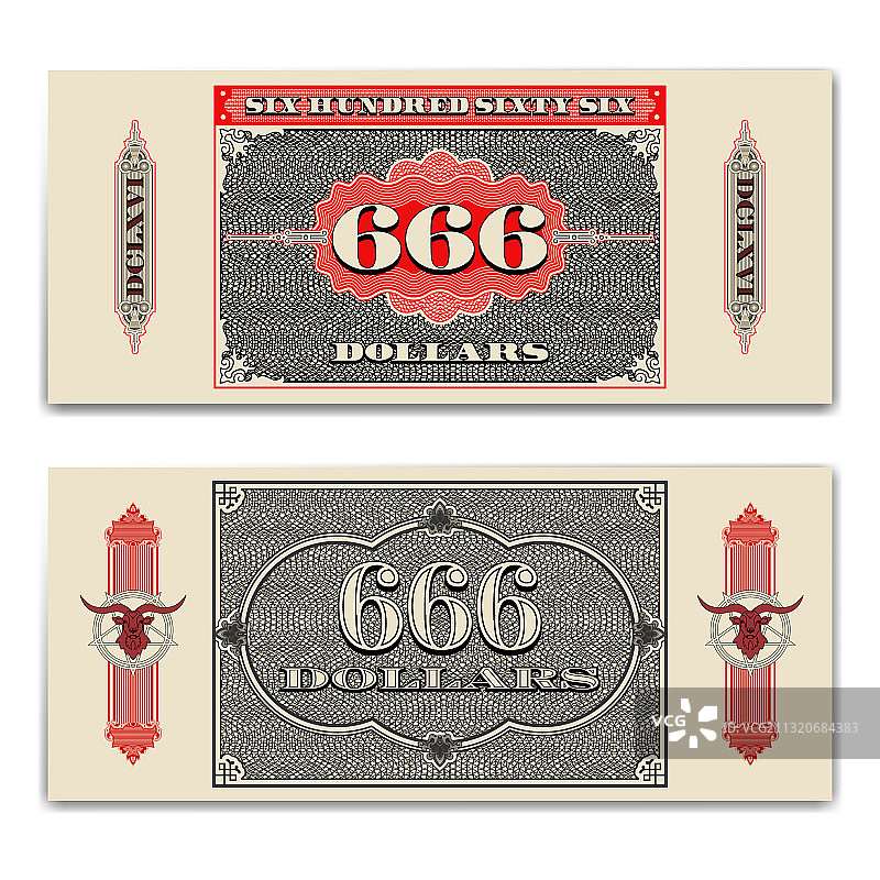 黑色红色灰色纸币666图片素材