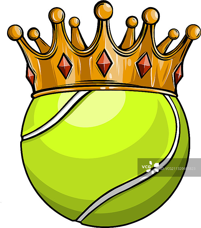戴着王冠的网球概念图片素材