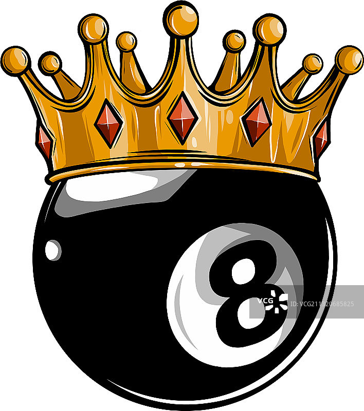 白色背景上的金色皇冠台球图片素材