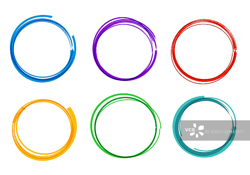 彩色手绘圆圈集合图片素材