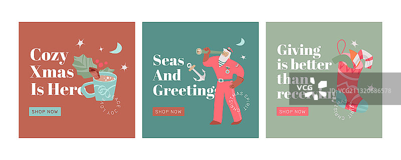 圣诞方形模板套装图片素材