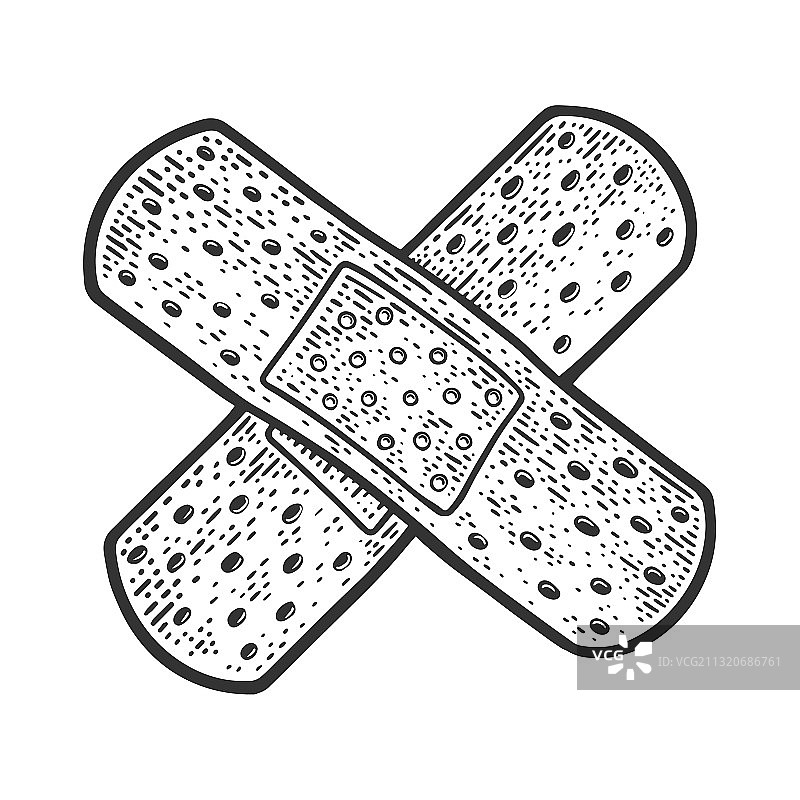 创可贴交叉草图图片素材