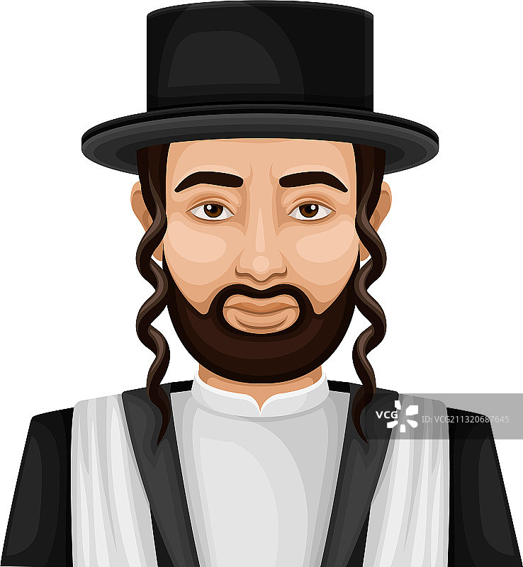 穿着黑色西装鬓角发绺的犹太男人图片素材