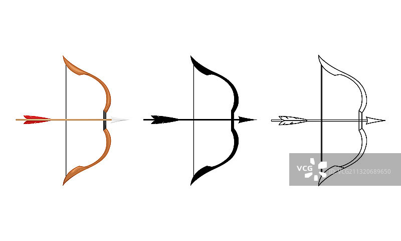 带弓弦和箭的木弓图片素材