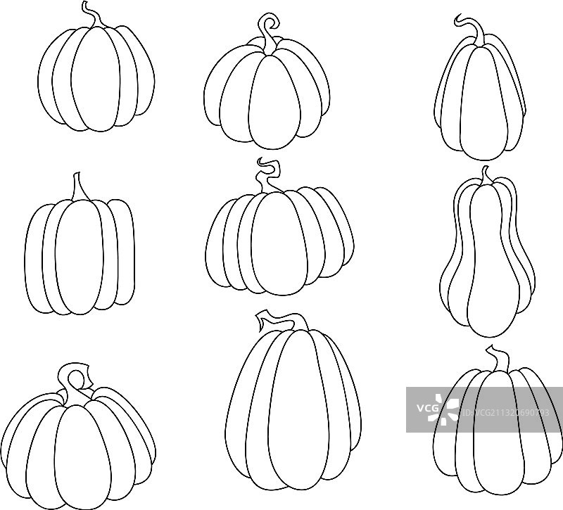 线性卡通南瓜合集图片素材