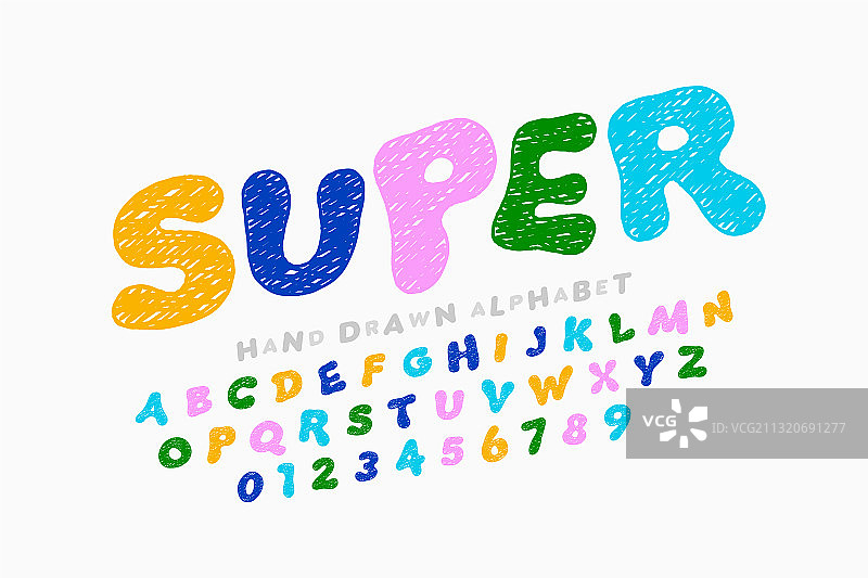 手绘涂鸦儿童字体图片素材