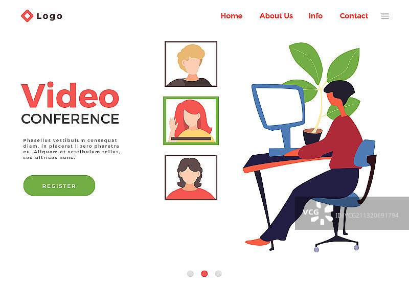 手持视频的女性着陆页模板图片素材