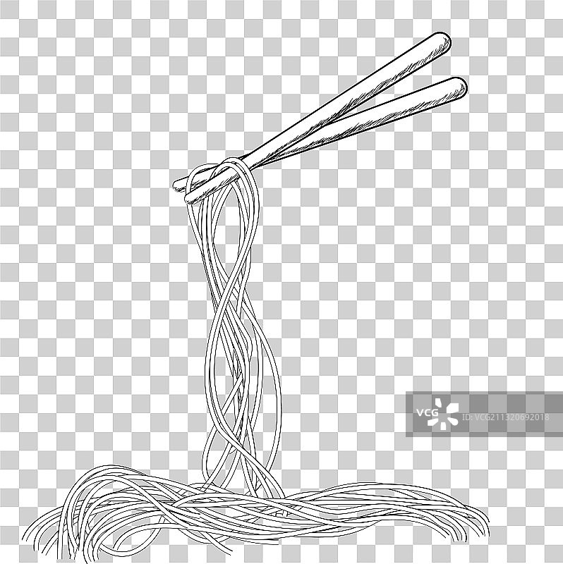 手绘面条筷子草图图片素材