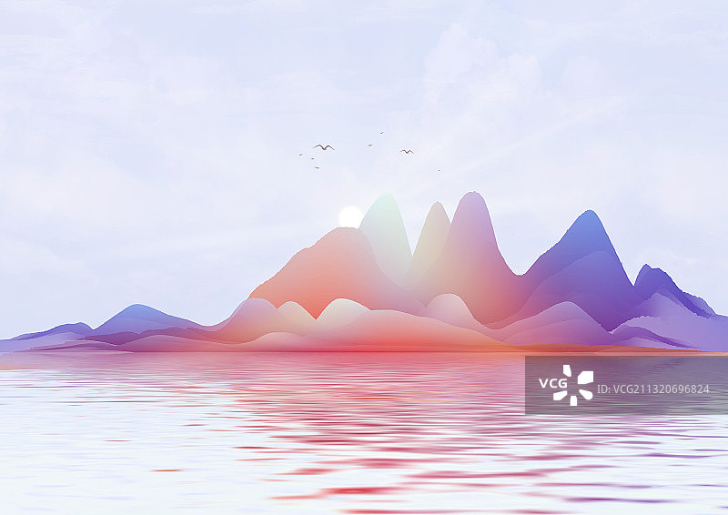 早晨太阳升起阳光撒在森林的山坡上图片素材