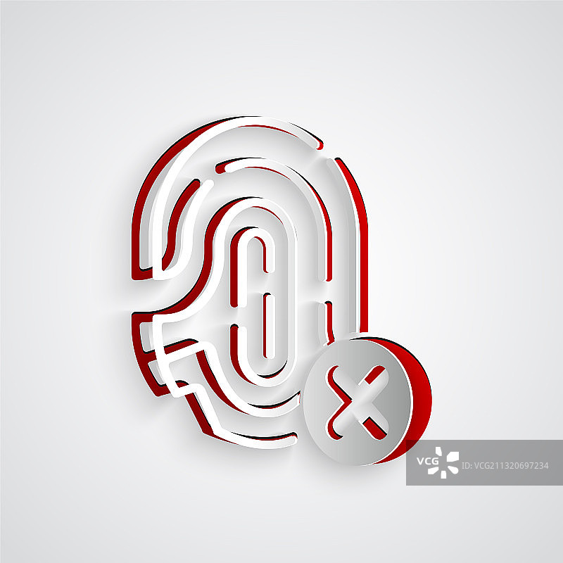 剪纸风格的拒绝指纹图标图片素材