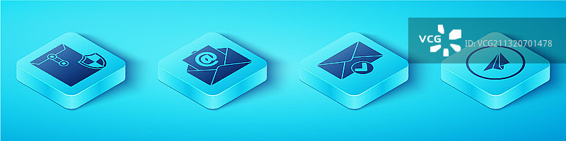 2.5D带盾牌邮件信封套装图片素材