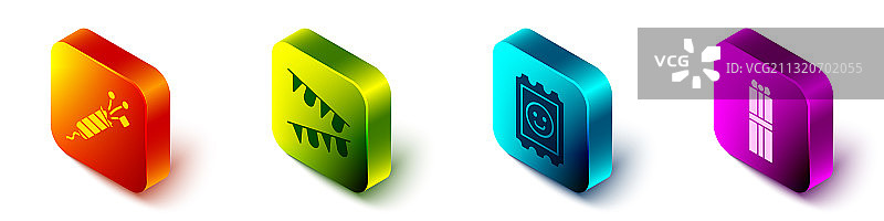 2.5D烟花火箭嘉年华彩带套装图片素材