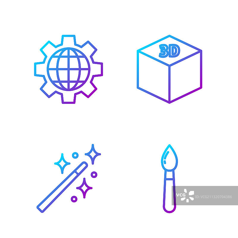 魔杖地球仪画笔线条合集图片素材