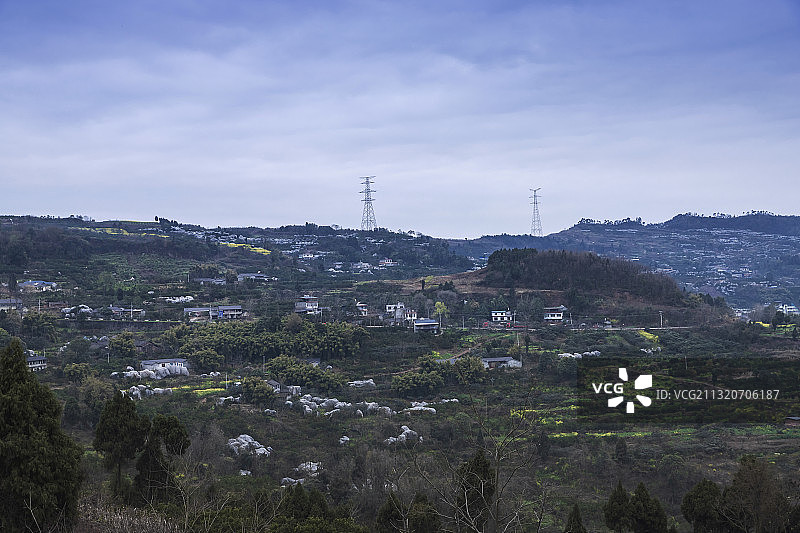 眉山仁寿二峨山果农果园风景图片素材