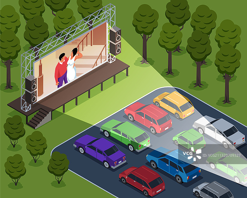 汽车电影院构图图片素材