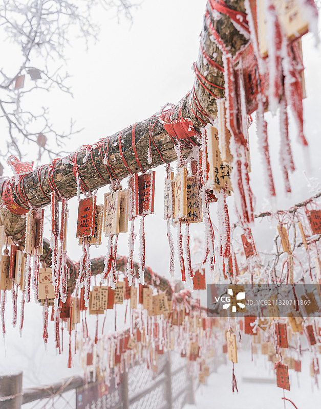 河南老君山大雪中的祈福树图片素材