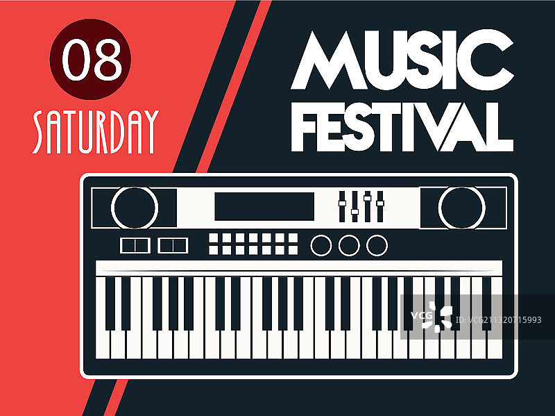 红色背景钢琴音乐节海报图片素材