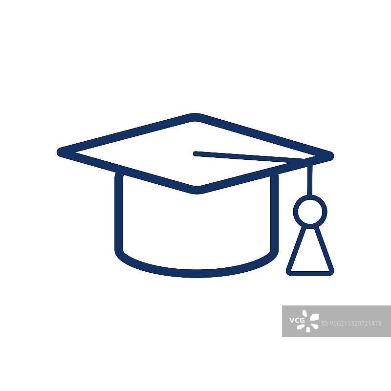 白色背景上的毕业帽图标图片素材