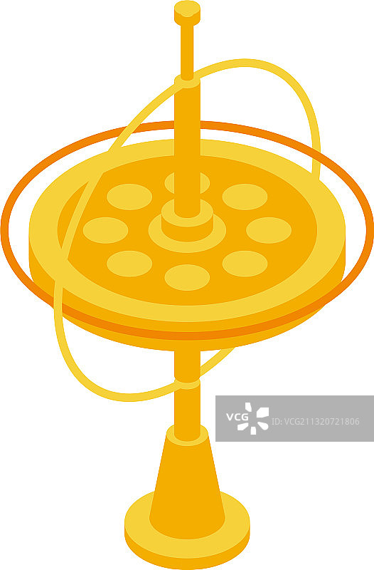 金色陀螺仪图标2.5D风格图片素材