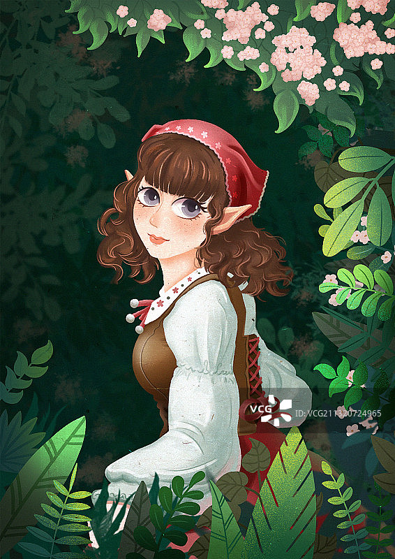 森系少女插画图片素材