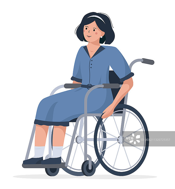 坐在轮椅上的年轻残疾女人图片素材