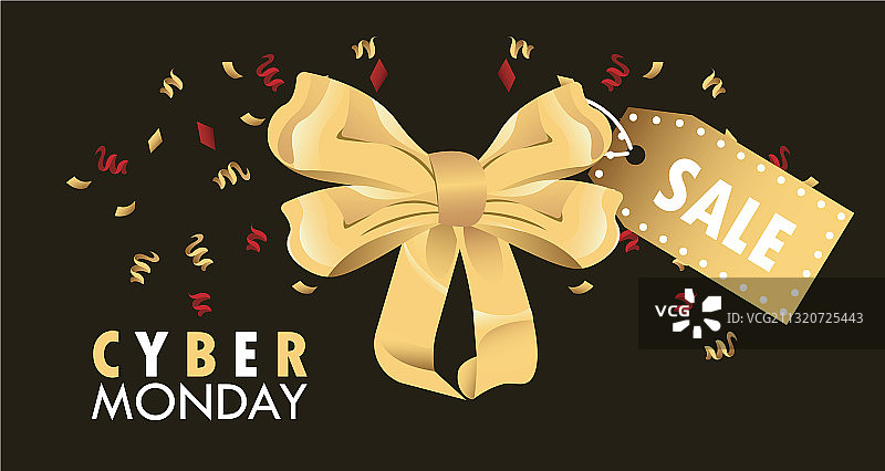 网络星期一节日海报，金色蝴蝶结图片素材