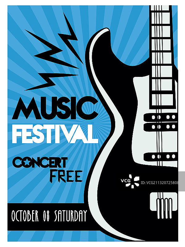 带电吉他的音乐节海报图片素材