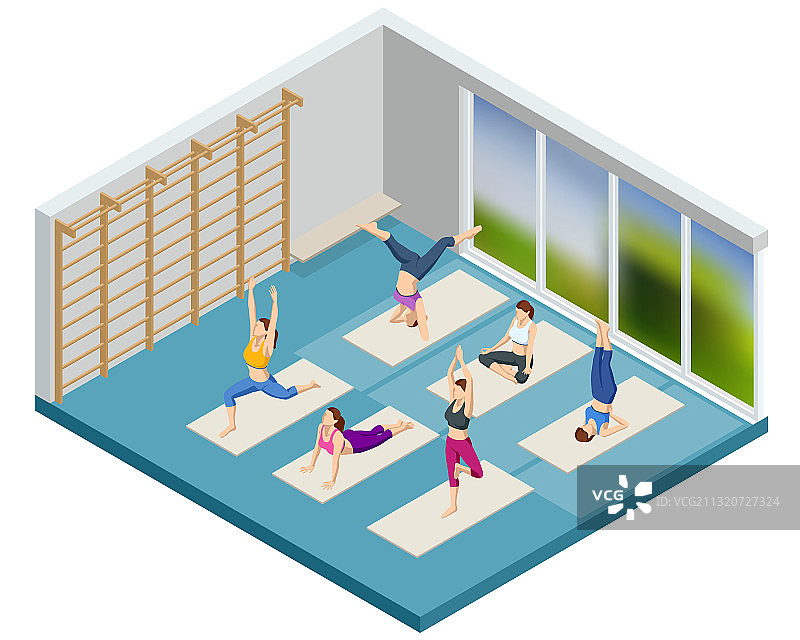 2.5D运动型年轻女子做瑜伽图片素材