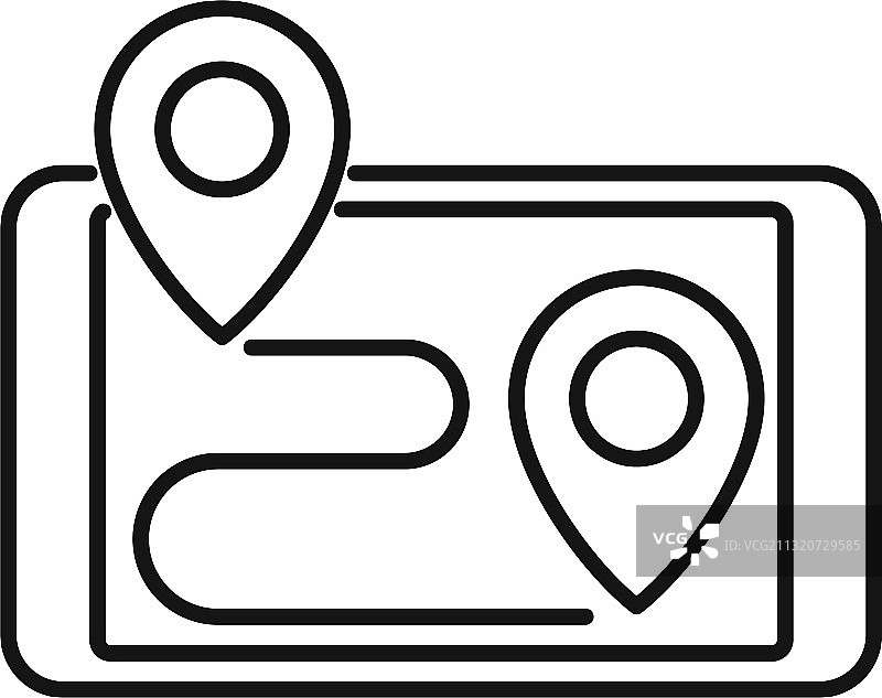 轮廓风格的智能手机GPS探索图标图片素材