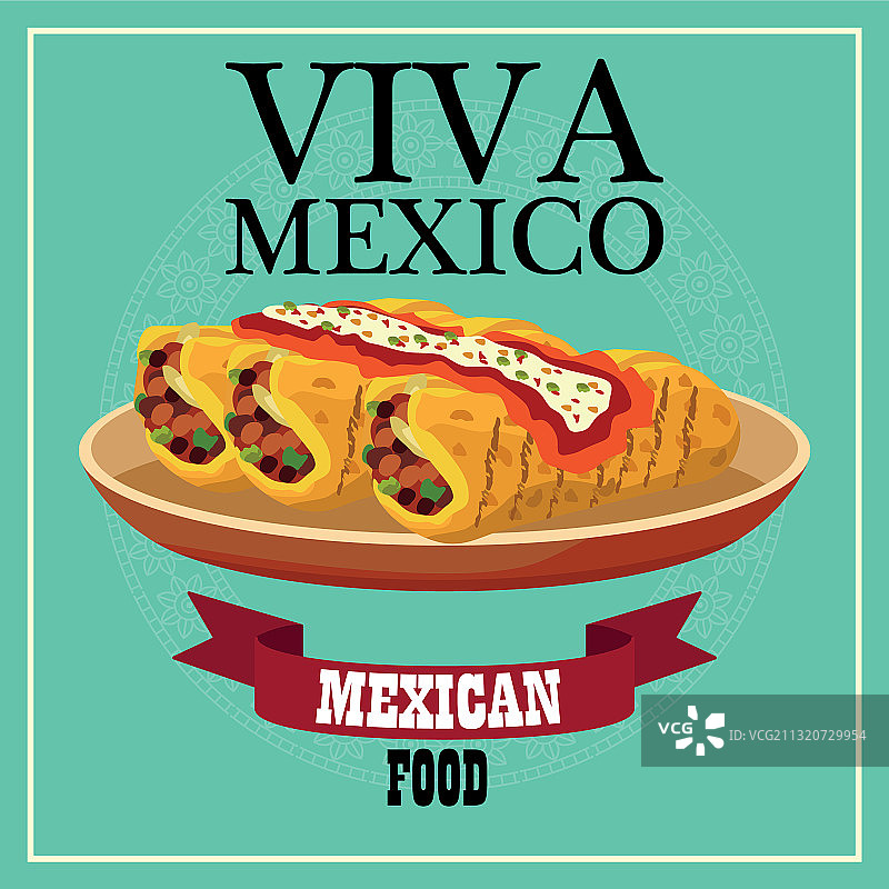 墨西哥万岁文字和墨西哥美食海报图片素材