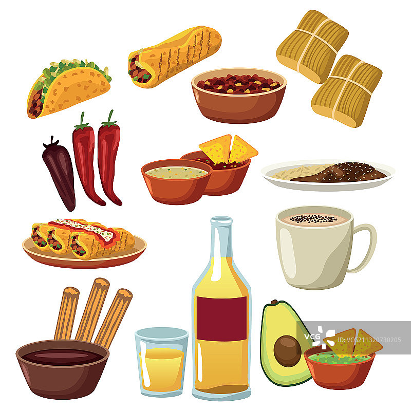 墨西哥食物菜单图标合集图片素材
